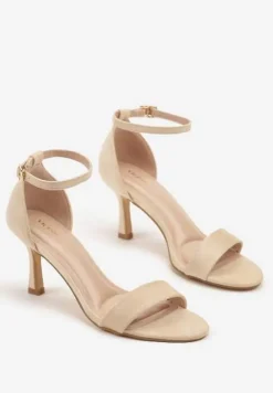Beżowe Sandały Vices na Obcasie Typu Szpilka Galennea