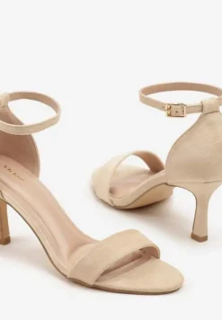 Beżowe Sandały Vices na Obcasie Typu Szpilka Galennea