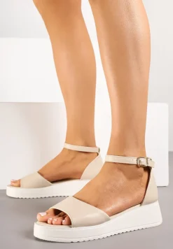 Beżowe Sandały Vices na Platformie Banirela