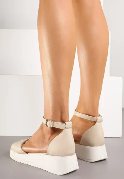 Beżowe Sandały Vices na Platformie Banirela