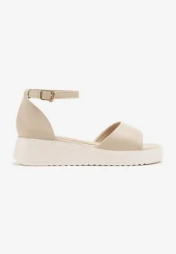 Beżowe Sandały Vices na Platformie Banirela