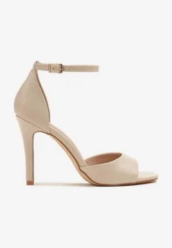 Beżowe Sandały Vices na Szpilce z Okrągłym Noskiem Katoria