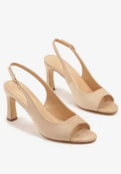Beżowe Sandały Vices na Szpilce Ozdobione Paskiem Nitelinia