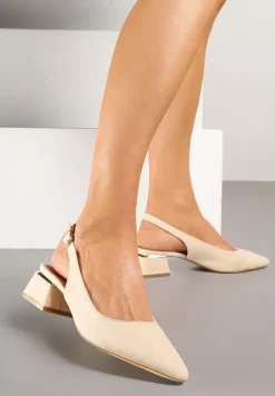 Beżowe Sandały Vices Slingback ze Skórzaną Wkładką Ciarissa