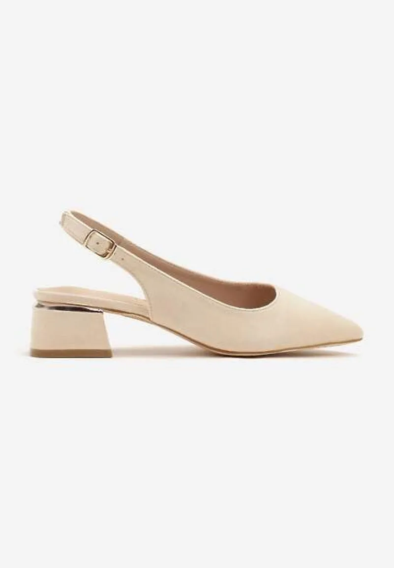 Beżowe Sandały Vices Slingback ze Skórzaną Wkładką Ciarissa