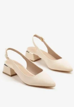 Beżowe Sandały Vices Slingback ze Skórzaną Wkładką Ciarissa