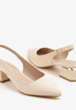 Beżowe Sandały Vices Slingback ze Skórzaną Wkładką Ciarissa