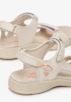 Beżowe Sandały w Sportowym Stylu ze Skórzaną Wkładką Acakaia