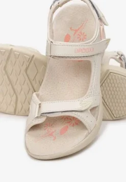 Beżowe Sandały w Sportowym Stylu ze Skórzaną Wkładką Acakaia