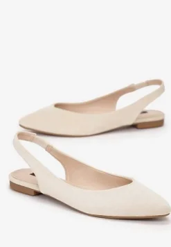 Beżowe Sandały z Odkrytą Piętą i Noskiem Typu Migdałek Nemegoria
