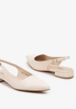 Beżowe Sandały ze Szpiczastym Noskiem Zapinane na Sprzączkę Radeoriel