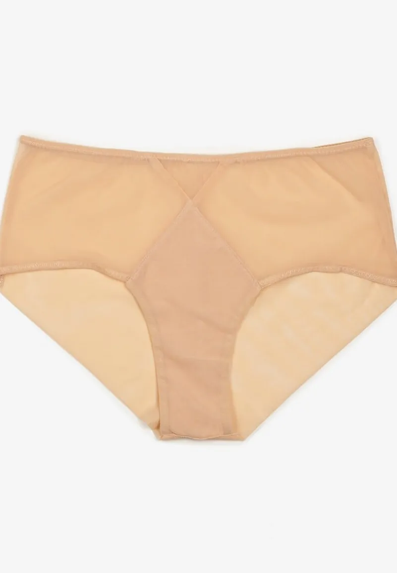 Beżowe Siateczkowe Majtki Figi Vadiana