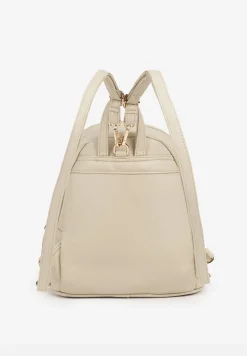 Beżowo-Kremowy Casualowy Plecak z Metaliczną Aplikacją i Regulowanymi Szelkami Haliriss