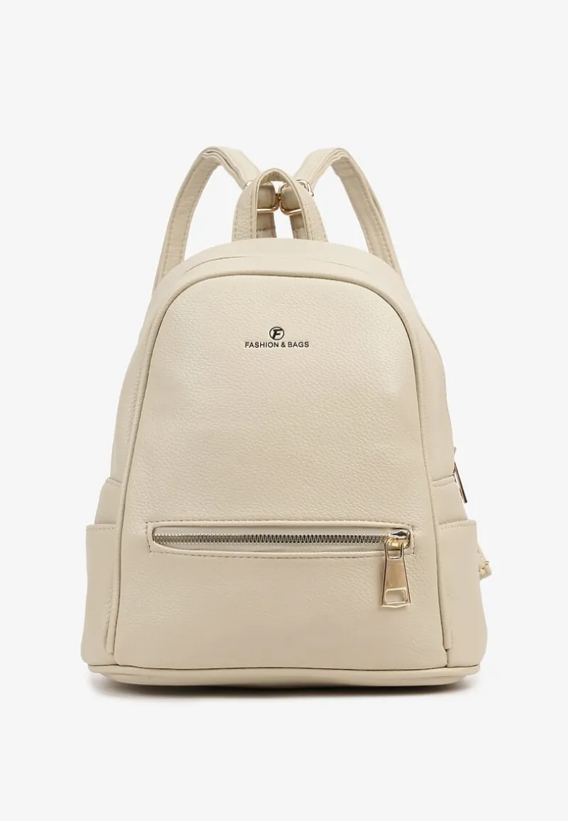 Beżowo-Kremowy Plecak z Metalicznym Zdobieniem Efarinia
