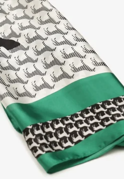 Beżowo-Zielony Szalik Ozdobiony Abstrakcyjnym Wzorem Avanelina