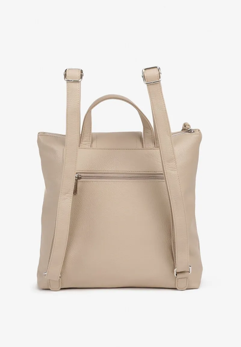 Beżowy Plecak z Ozdobnym Suwakiem Rivzedi