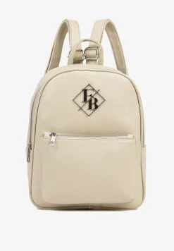 Beżowy Casualowy Plecak z Metalicznym Zdobieniem Paseniela