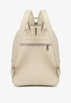 Beżowy Casualowy Plecak z Metalicznym Zdobieniem Paseniela