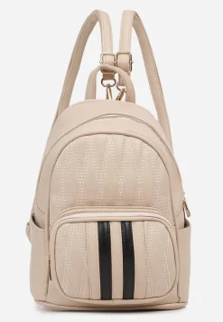 Beżowy Casualowy Plecak z Tłoczonym Wzorem i Regulowanymi Odpinanymi Paskami Nelarose