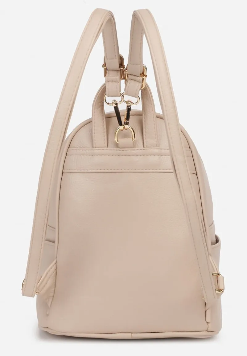 Beżowy Casualowy Plecak z Tłoczonym Wzorem i Regulowanymi Odpinanymi Paskami Nelarose