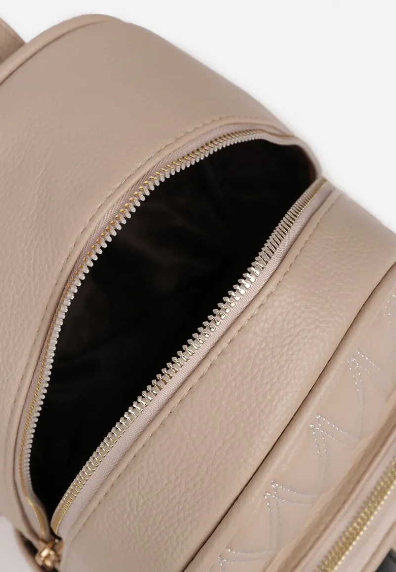 Beżowy Casualowy Plecak z Tłoczonym Wzorem i Regulowanymi Odpinanymi Paskami Nelarose