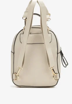 Beżowy Dwukomorowy Plecak z Imitacji Skóry Kinosa