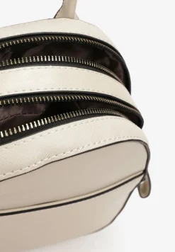 Beżowy Dwukomorowy Plecak z Imitacji Skóry Kinosa