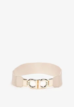 Beżowy Gumowy Pasek z Ozdobnym Zapięciem Neteia