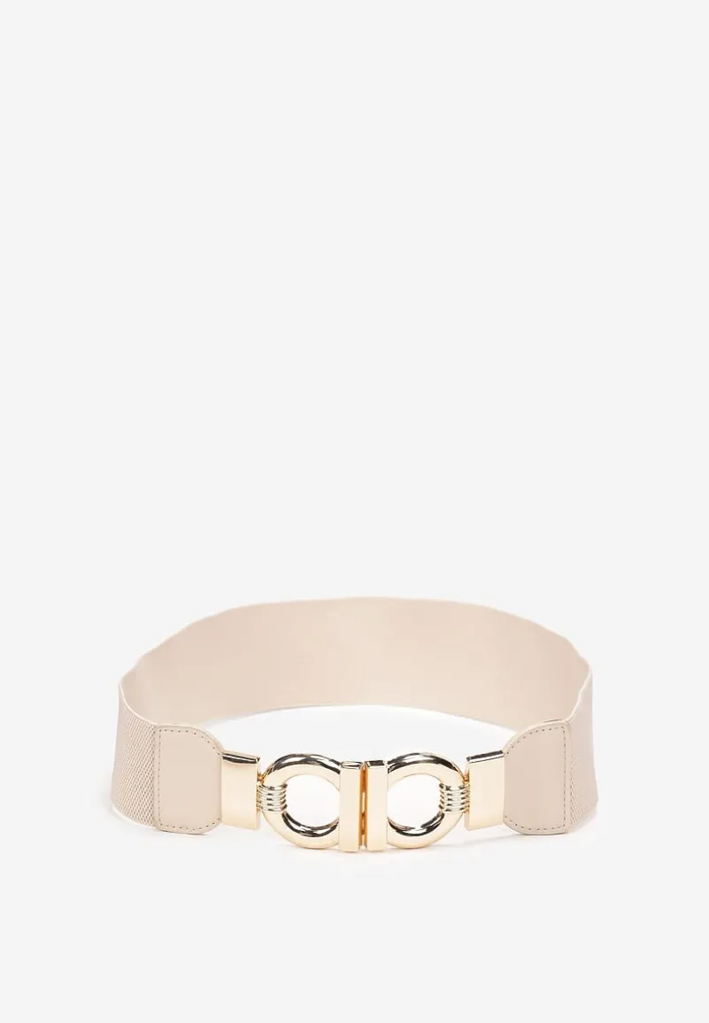 Beżowy Gumowy Pasek z Ozdobnym Zapięciem Neteia