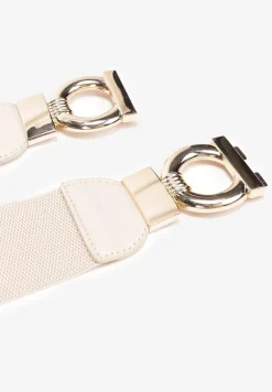 Beżowy Gumowy Pasek z Ozdobnym Zapięciem Neteia