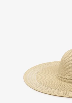 Beżowy Kapelusz Plażowy z Plecionki w stylu Boho Amicuralia