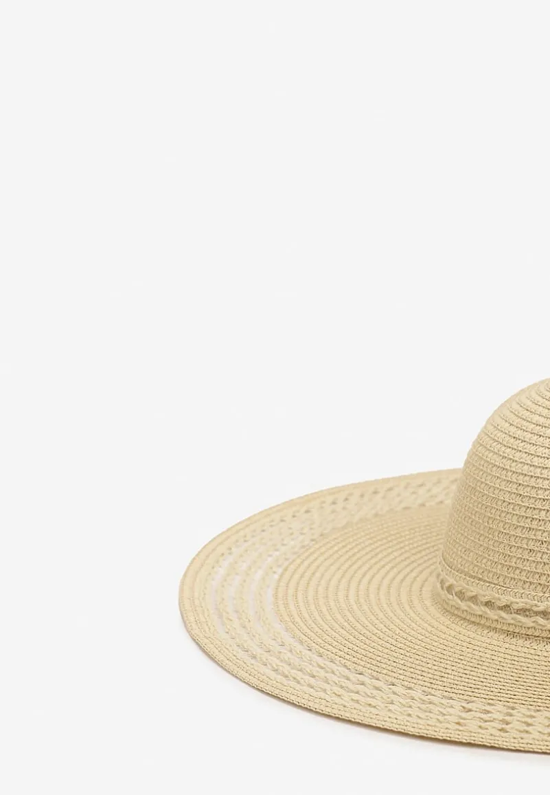 Beżowy Kapelusz Plażowy z Plecionki w stylu Boho Amicuralia