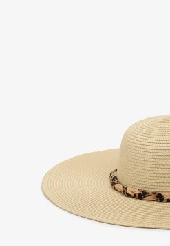 Beżowy Kapelusz ze Splecioną Apaszką Boho z Naturalnej Plecionki Aielis