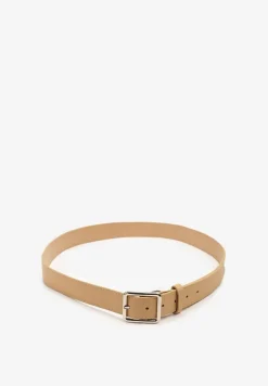 Beżowy Klasyczny Pasek z Geometryczną Klamrą Mevinala