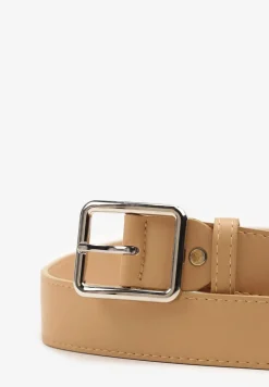 Beżowy Klasyczny Pasek z Geometryczną Klamrą Mevinala