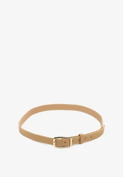 Beżowy Klasyczny Pasek z Geometryczną Klamrą Revarellea