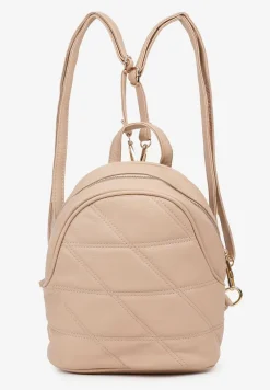 Beżowy Mały Plecak Miejski z Pikowaniem Skeralla