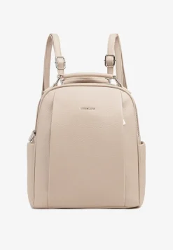 Beżowy Mały Plecak o Geometrycznym Kształcie z Regulowanymi Szelkami Ralzeri