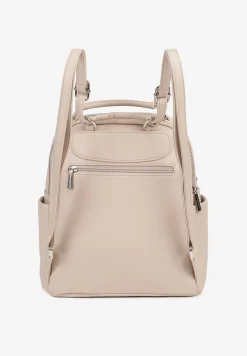 Beżowy Mały Plecak o Geometrycznym Kształcie z Regulowanymi Szelkami Ralzeri
