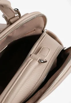 Beżowy Mały Plecak o Geometrycznym Kształcie z Regulowanymi Szelkami Ralzeri