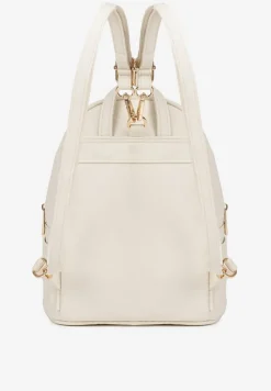 Beżowy Mały Plecak Trapezowy Zdobiony Aplikacją Paseriela