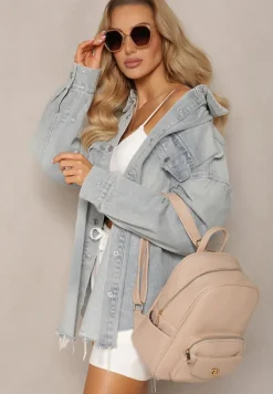 Beżowy Mały Plecak w Stylu Casual z Imitacji Skóry Arxena