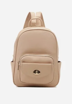 Beżowy Mały Plecak w Stylu Casual z Imitacji Skóry Arxena