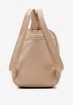 Beżowy Mały Plecak w Stylu Casual z Imitacji Skóry Arxena