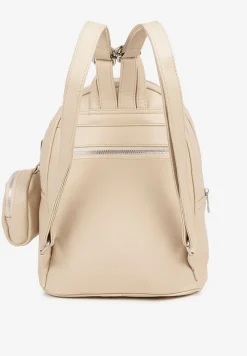Beżowy Mały Plecak z Dodatkową Saszetką i Kieszenią z Suwakiem Pasianne