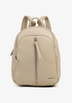 Beżowy Mały Plecak Zdobiony Suwakiem Nilzeri