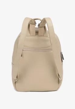 Beżowy Mały Plecak Zdobiony Suwakiem Nilzeri