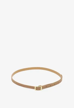 Beżowy Pasek Cienki z Prostokątną Klamrą Voreyna