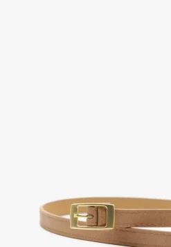 Beżowy Pasek Cienki z Prostokątną Klamrą Voreyna