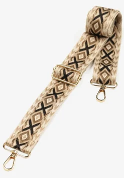 Beżowy Pasek do Torebki Geometryczny Sarindira
